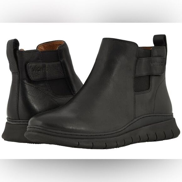 Black Ankle Boots VIONIC fresh Kaufman size 7 (EUR38) Chelsea women’s - Picture 1 of 11